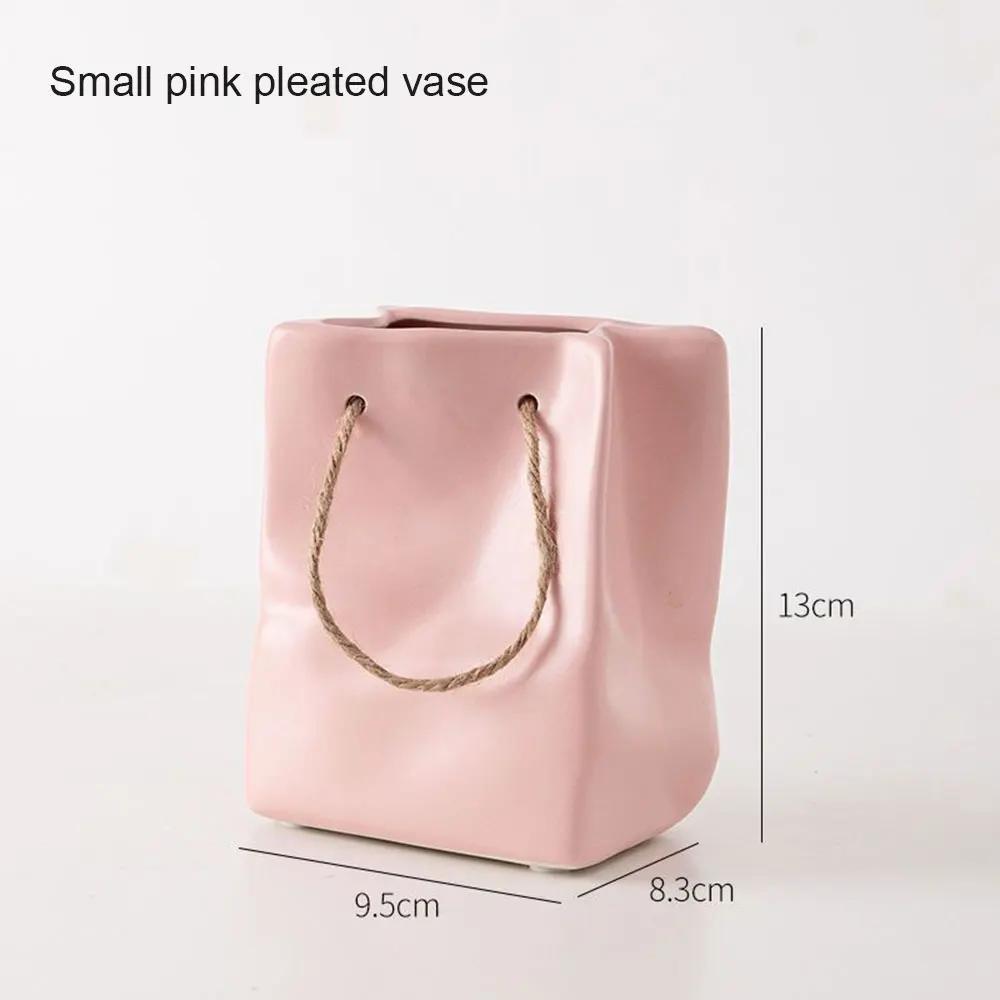 

Ceramic Vase Nordic Creative Shopping Bag Design Handbag Dried Flower Arrangement Simple Living Room Simulation Decoration