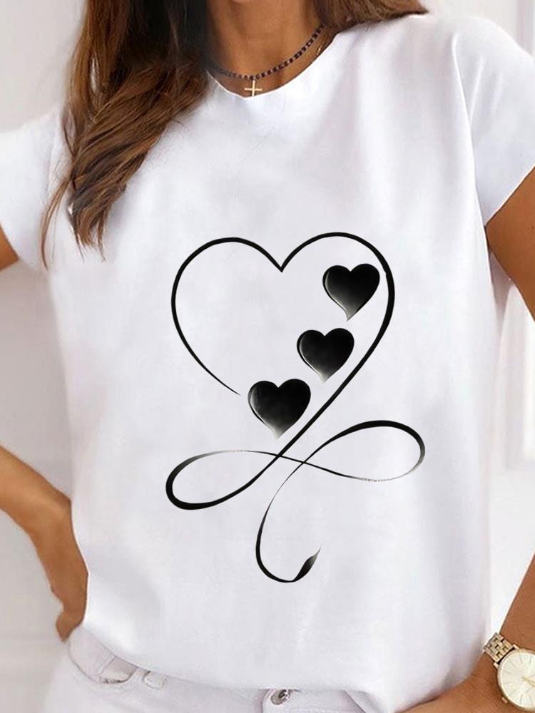 

(Азиатский размер) Одежда Рубашка Женская С Принтом Леди Повседневная С Коротким Рукавом Футболка Милый Цветок Тренд 90-х Топ Мода Женская Графические Футболки 5XL