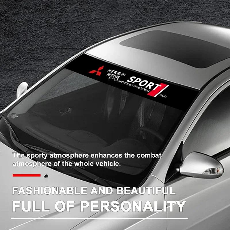1PCS Car front window shade decorative sticker For Mitsubishi ASX Lancer Pajero Outlander L200 EVO Lancer EX Accessories Styling QQ7