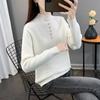 Damen Einteiliger Samtpullover mit Verdicktem Samtfutter und Halbhohem Kragen Pullover Slim und Warm Strickpullover Top für Herbst und Winter