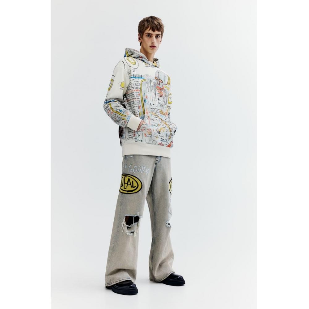 

Свободный крой хлопковой толстовки HM белый Basquiat