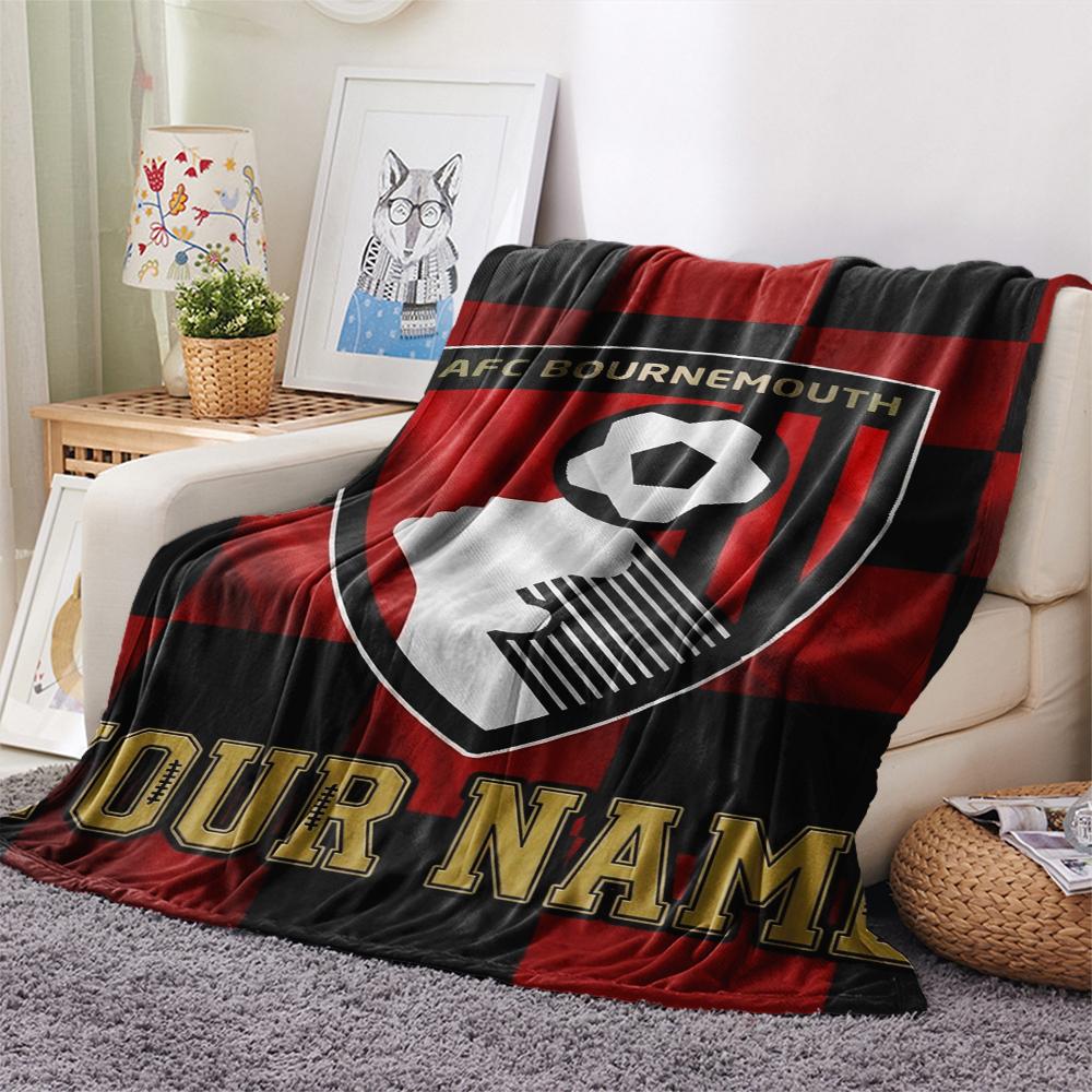 1PC Custom Name Afc Bournemouth Patterned Flannel Blanket Suitable For All Seasons for Home Decor Warmth and Comfort Gifts Holiday Present