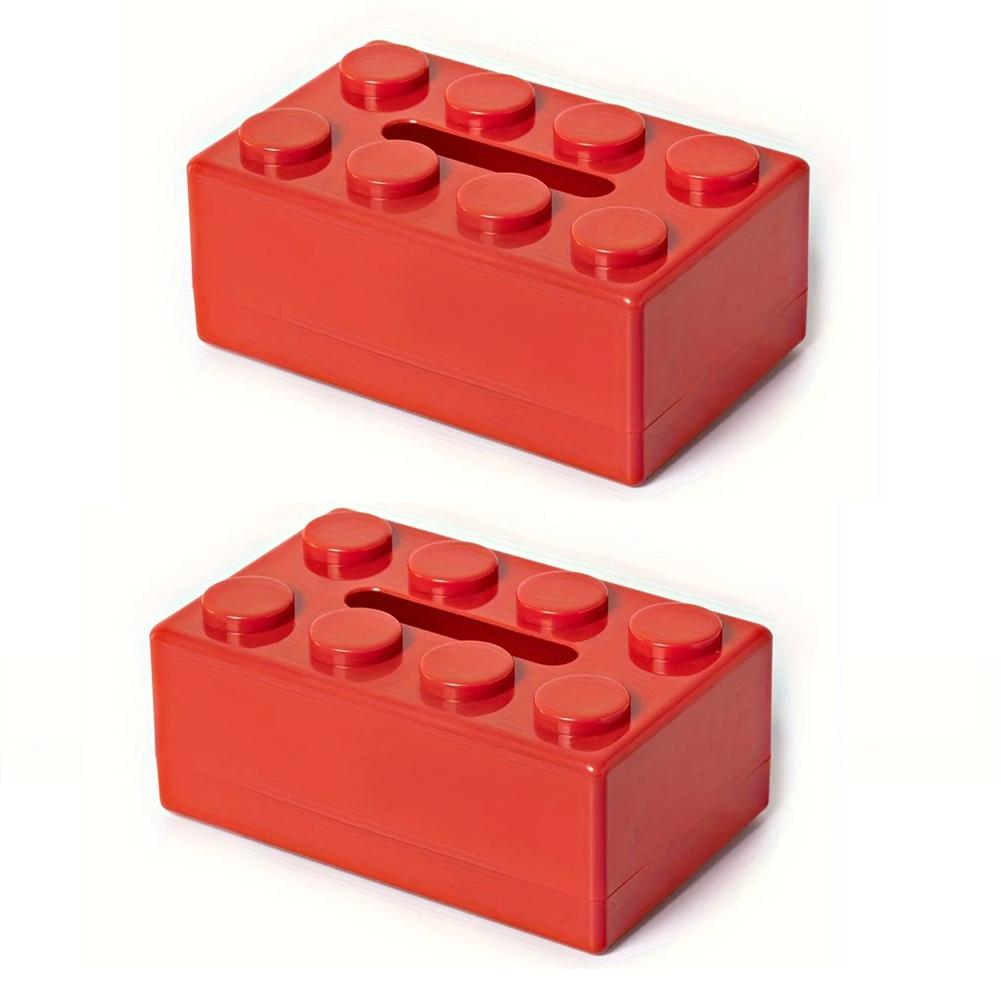 Building Block Design Tissue Box Tissue Holder With Spring Tissue Storage Box for Bathroom Living Room Bedroom Vanity Countertop