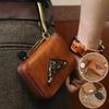 New Top Layer Cowhide Waist Hanging Key Bag for Men, Vintage Vegetable Tanned Leather, Hand Polished and Used Zipper, Home Key Bag