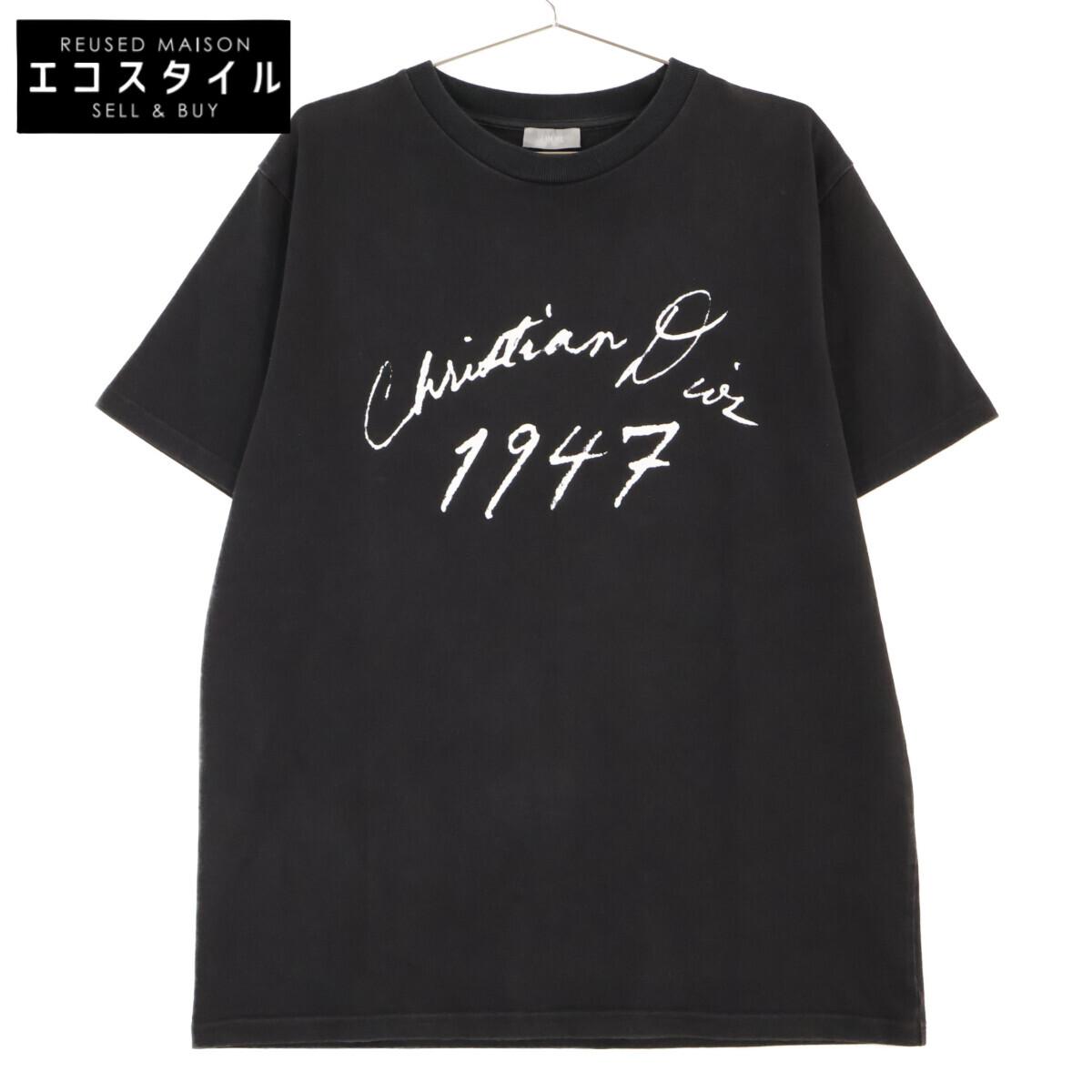 

DIOR Black 1947 Handwritten T-Shirt tops L blackUsed