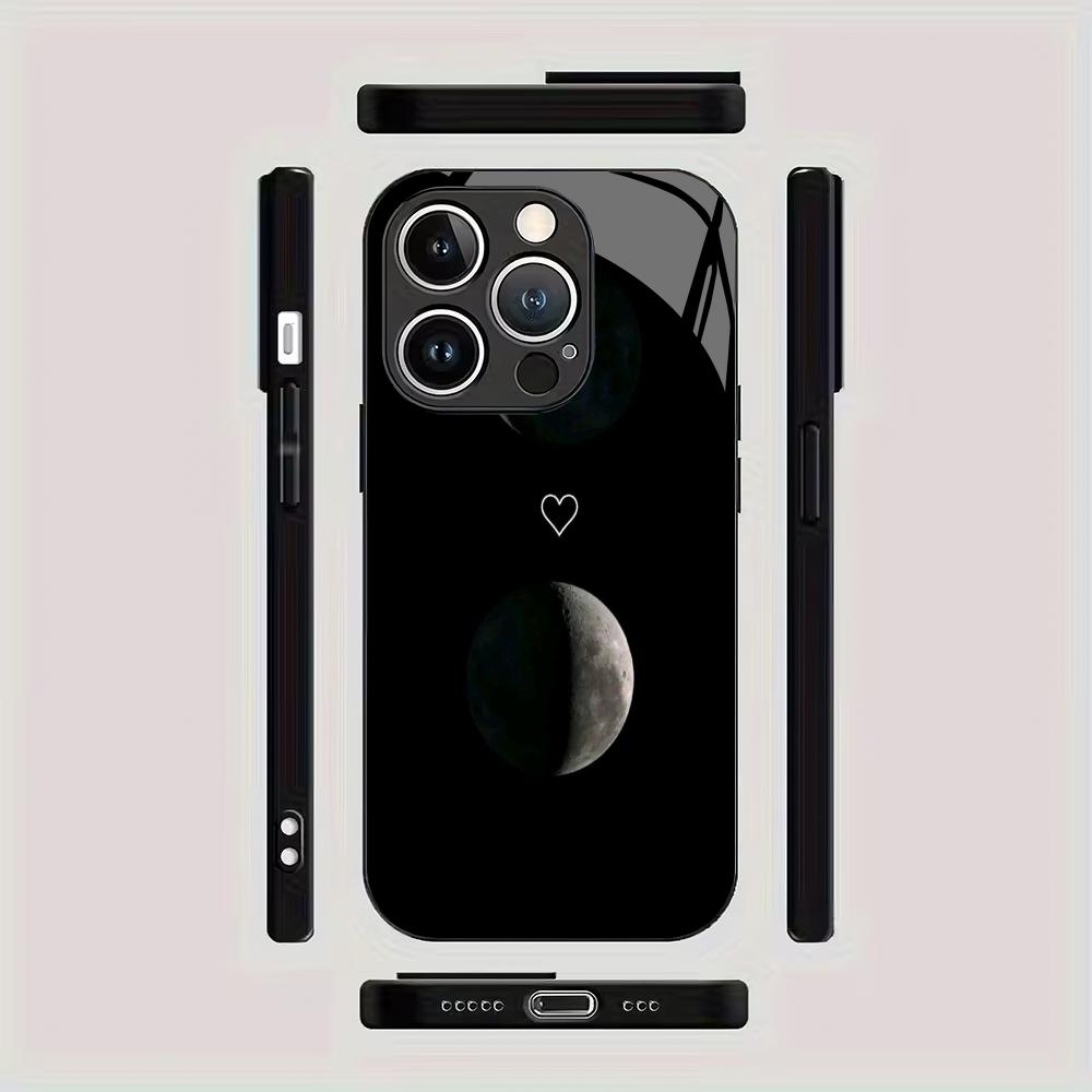 Custodia per cellulare in vetro con semplice motivo lunare adatta per iPhone 17/16/15/14/13/12/11Pro Max cover posteriore anti-caduta all-inclusive