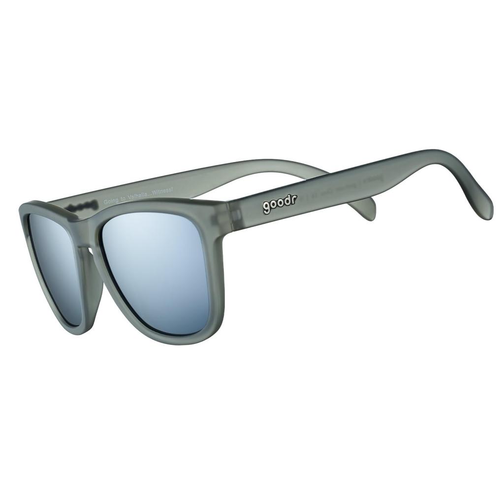 Goodr Going To Polarized Dark Gray Translucent Frame with Chrome Reflective UV400 Dark Dark M Valhalla...Witness! Men's & Women's Sunglasses, Lenses,