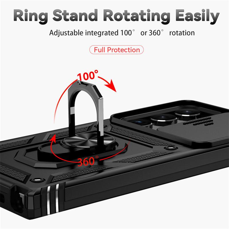 Suitable for Samsung S23 Ultra Sergeant Ring Pushing Window Mobile Phone Case A34 5G Two In One Bracket Anti Fall Protection Case
