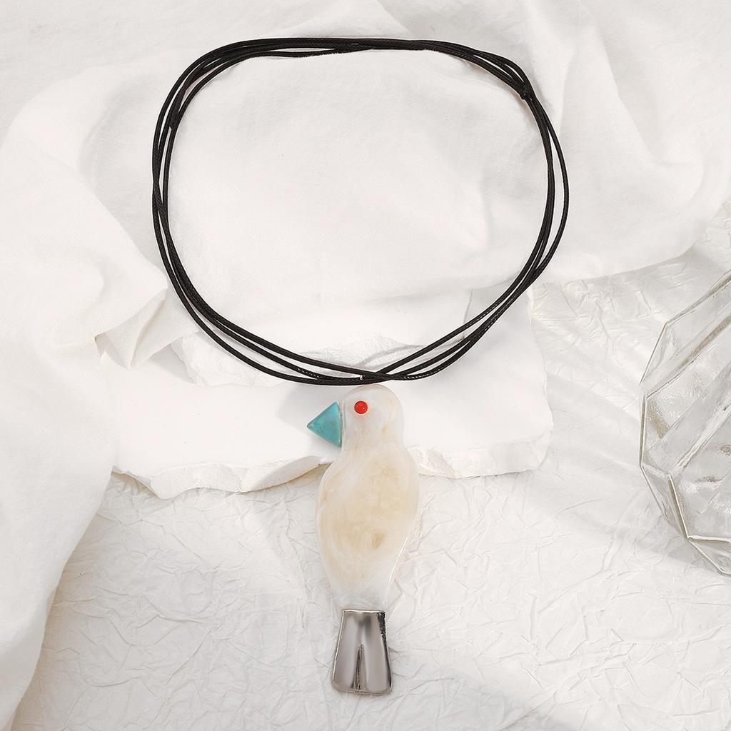 Tooxika Cute Resin Bird Pendant Long Necklace Personalised Literary Necklace
