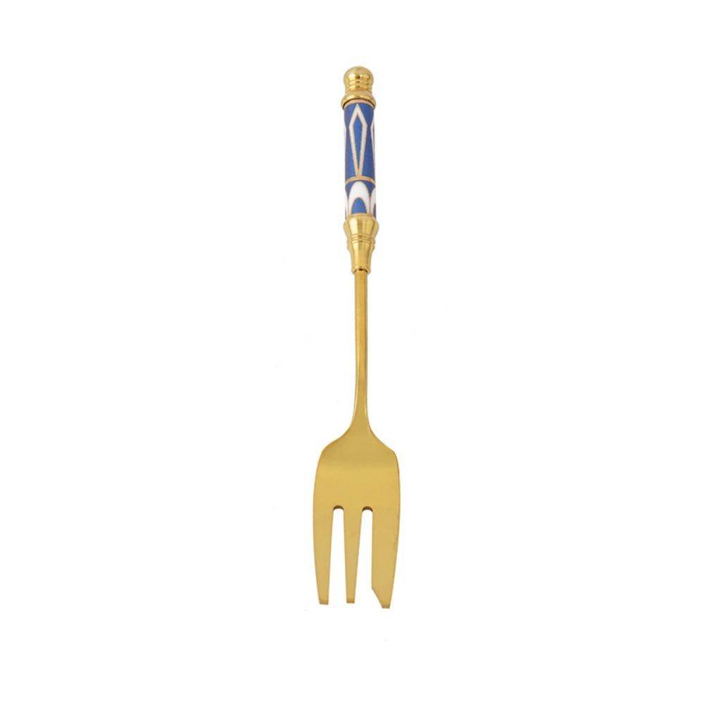 Ceramic Handle English Afternoon Tea Spoon Fork Stainless Steel Fruit Forks Cake Spoon Fork  Cafe