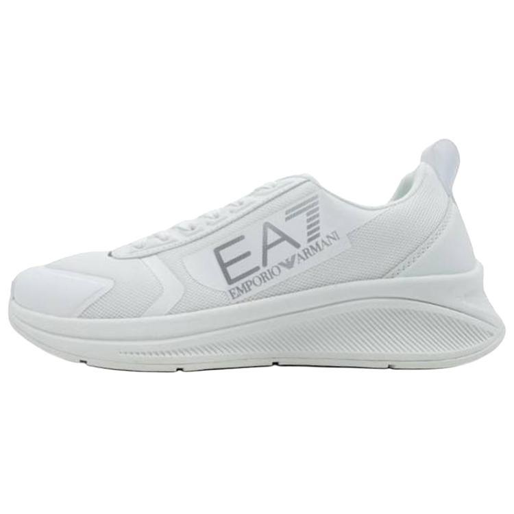 Emporio Armani EA7 Fabric Logo Print Low-Top Slip-Resistant Sports Casual Shoes Unisex Sneaker White X8X125XK303M696