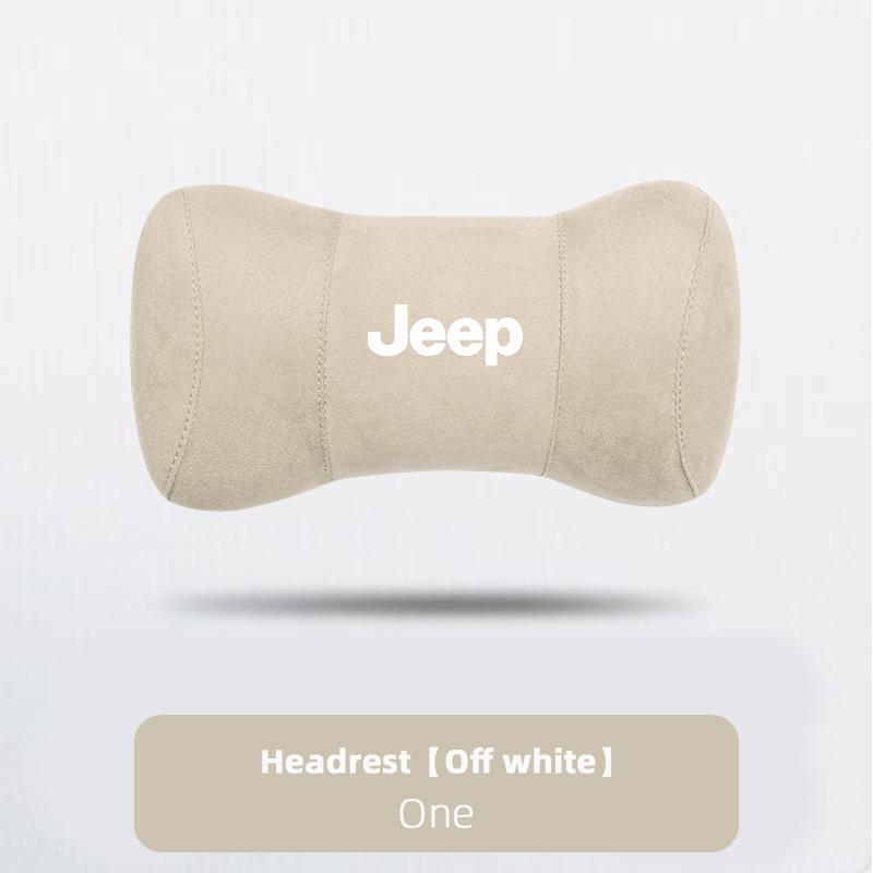 Car Suede Headrest Auto Logo Seat Neck Pillow Head Support For Jeep Grand Cherokee Wrangler JK Gladiator Compass Renegade Recon