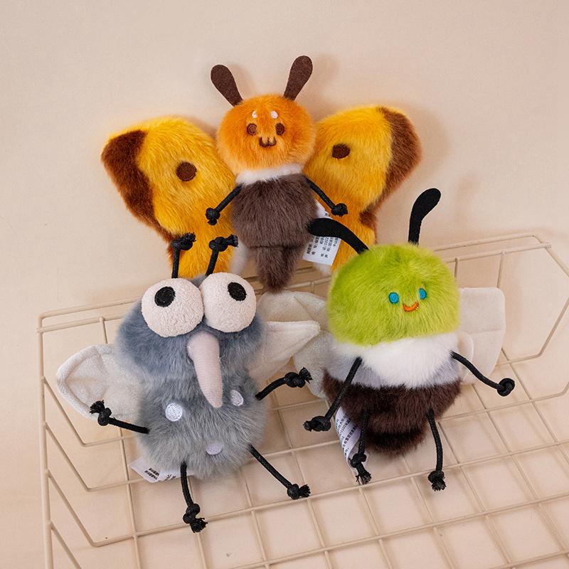 Creative Insect Doll Plush Toys Cute Funny Moth, mosquito, cicada, dragonfly, pink butterfly Pendant for Home Decoration Gift