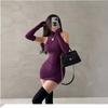 Spring sexy turtleneck new dress Spice girl sweet and tight pure desire wind neck hip skirt children