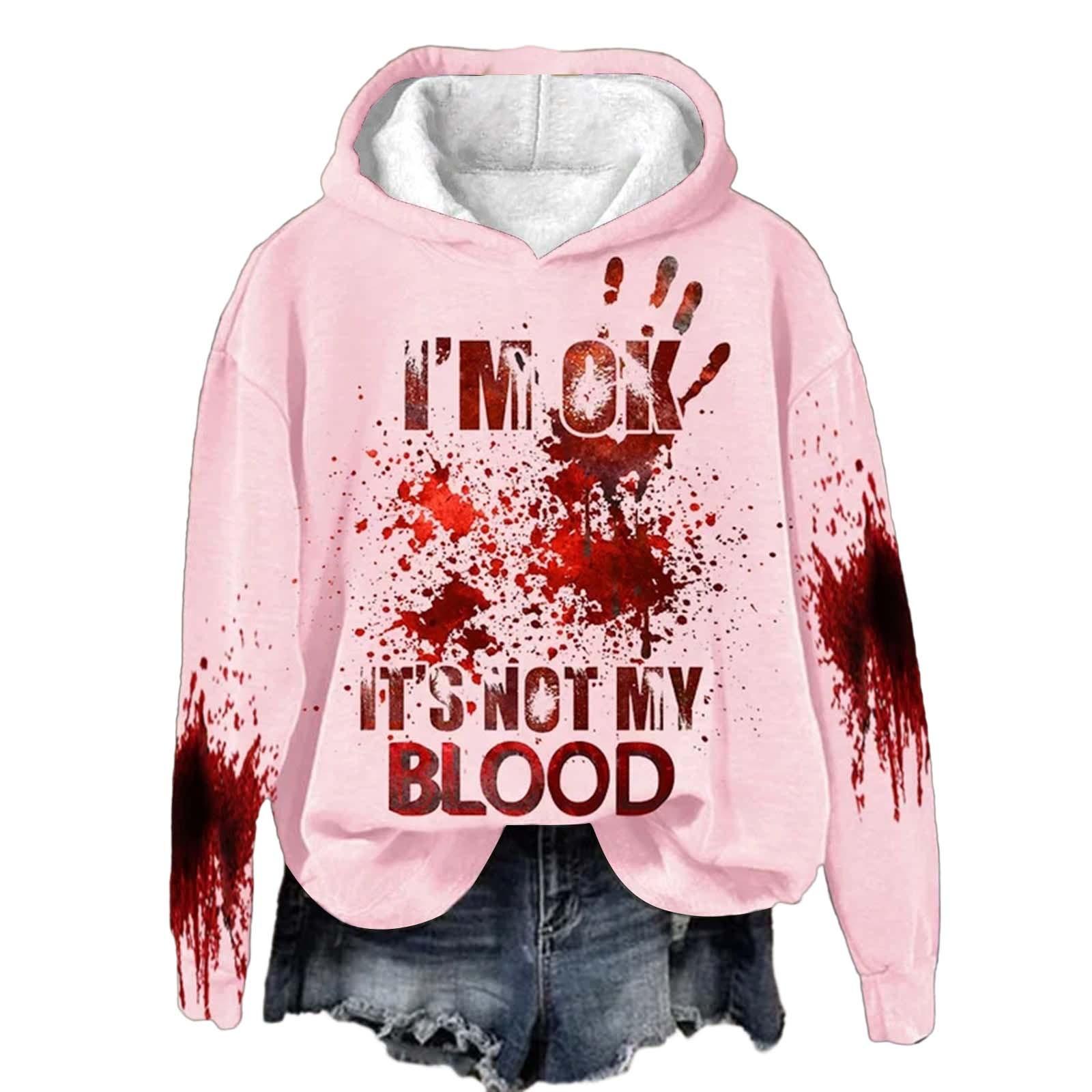 

Я в порядке, это не моя кровь. Женские повседневные милые топы с длинным рукавом. Рубашки. Женские повседневные топы с длинным рукавом. S