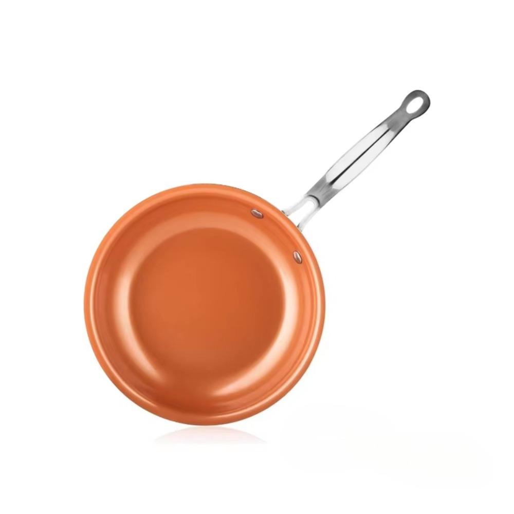 Saucepan Non Stick Skillet Round Copper Color Frying Pan Kitchen for Frying Eggs Steaks Family Restaurant Use Kitchen Cookware