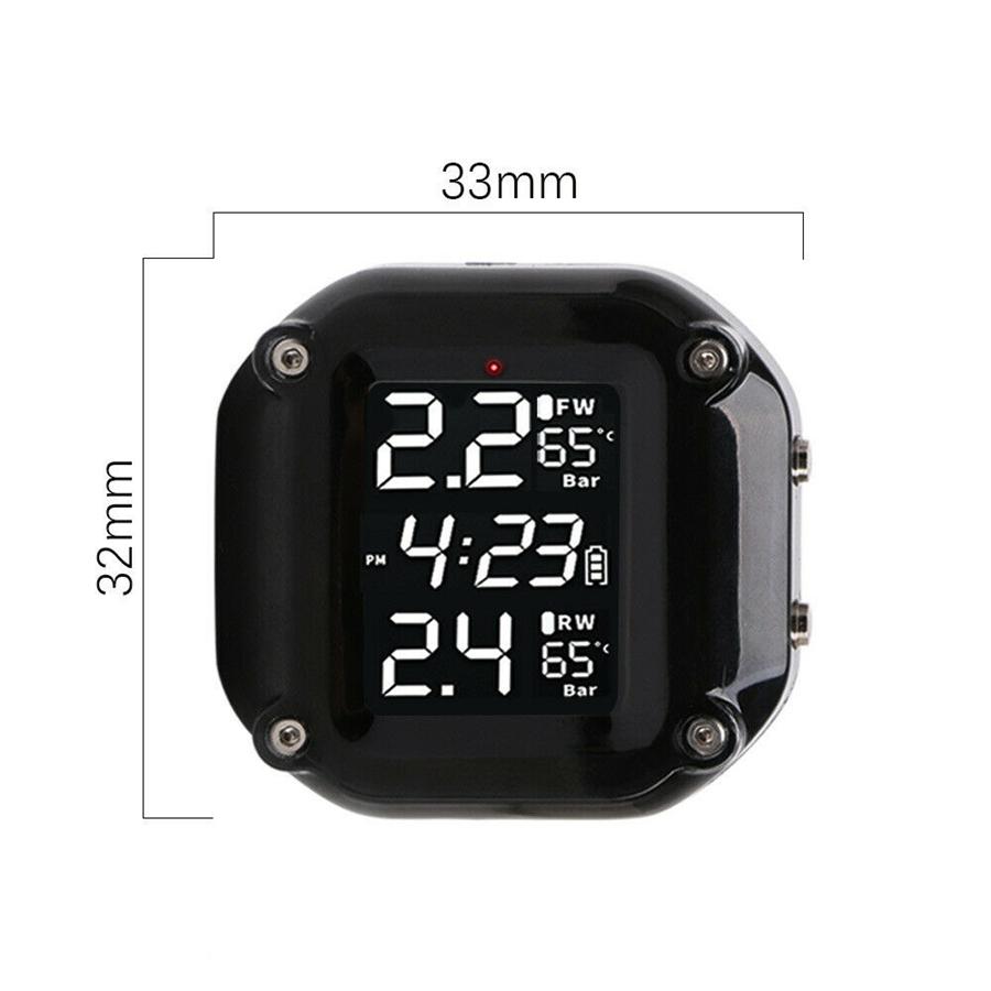 Motorcycle Electric Bike TPMS Digital Tire Pressure Monitor System W/ 2 Sensors