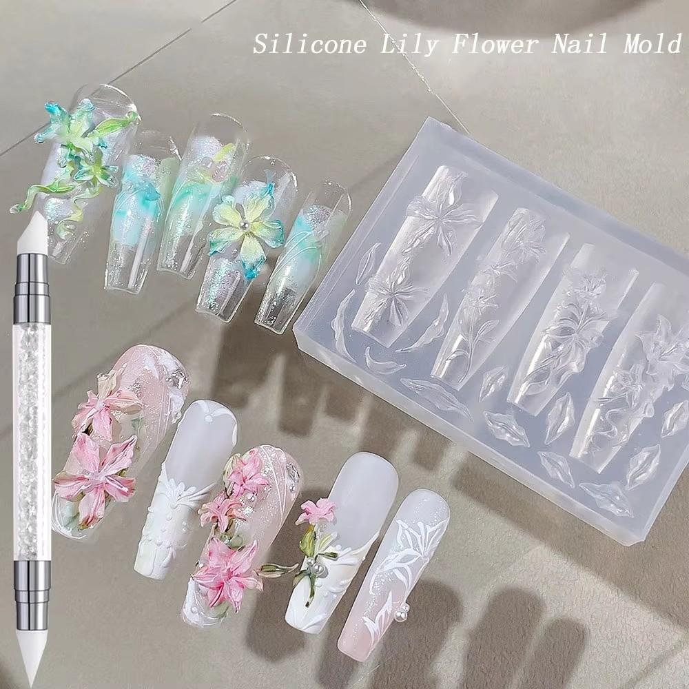 3D Design Nail Carving Mold Clear Silicone 3D Silicone Nail Art Molds  DIY Nail Supplies