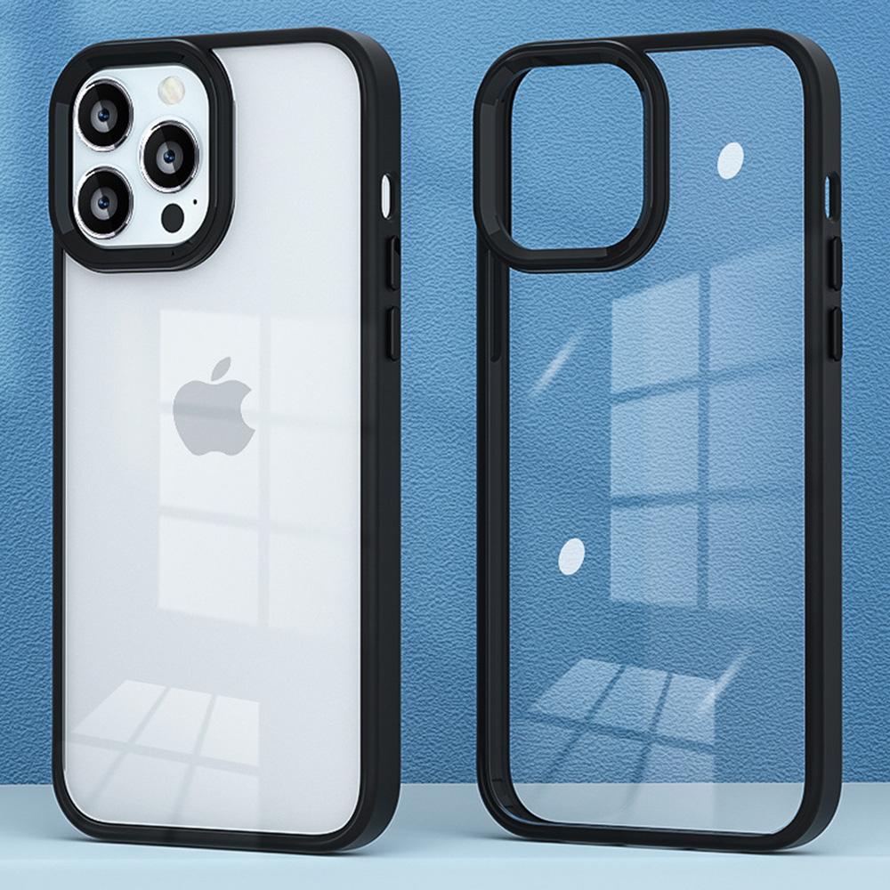 

For iPhone 16 Pro Max Case Candy Color TPU+PC Phone Case Skin-Touch High Transparency Back Cover Black