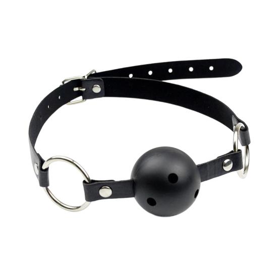 Faux Leather Ball Gag with Adjustable Straps BDSM Mouth Restraint for Bondage Roleplay Discreet Adult Toy for Beginners/Advanced