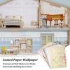 OLYCRAFT 12 Sheets, 12 Colors Dollhouse Wallpaper, Wall Stickers, Light Colors, Paper, Self-Adhesive, DIY Dollhouse Decoration, Craft, Home Decor,