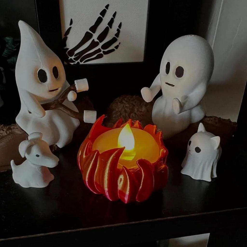 1 Zestaw Dekoracja Ogniska z Duchem na Halloween Straszna Impreza Plenerowa Rekwizyty Nawiedzonego Domu Przerażająca Scena na Podwórku Dekoracja na Spotkanie Prezent