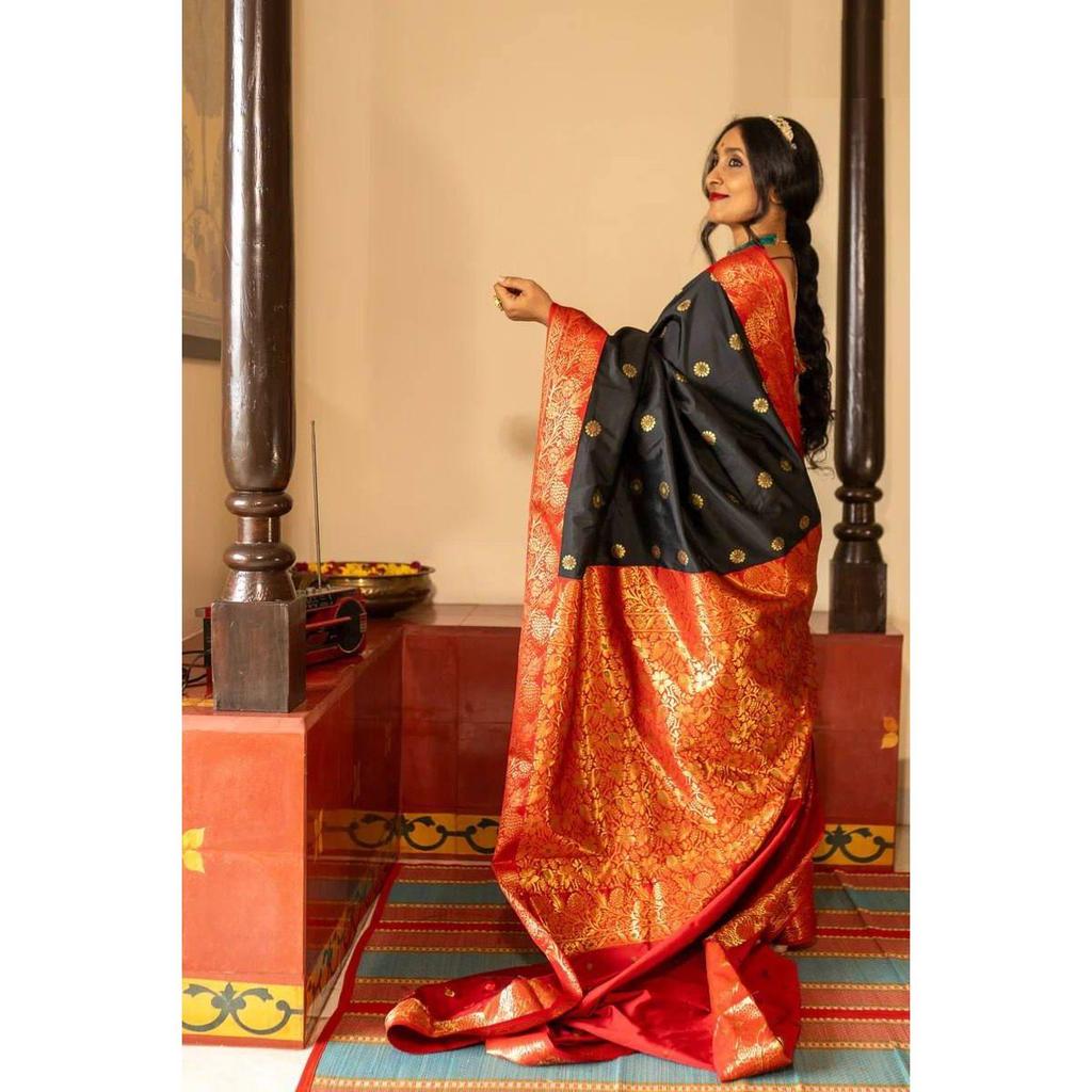 Royal Soft Lichi Silk Saree with Rich Pallu & All-Over Jacquard Work | Designer Party Wear Saree with Exclusive Jacquard Border Blouse