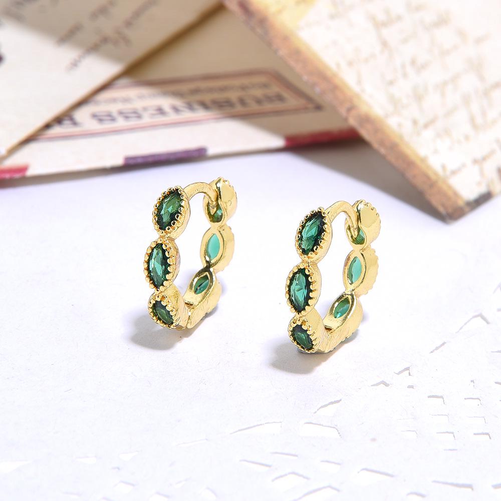 Set of 7 Small Geometric Copper Zircon Earrings for Women - Exquisite Color-Preserving Design
