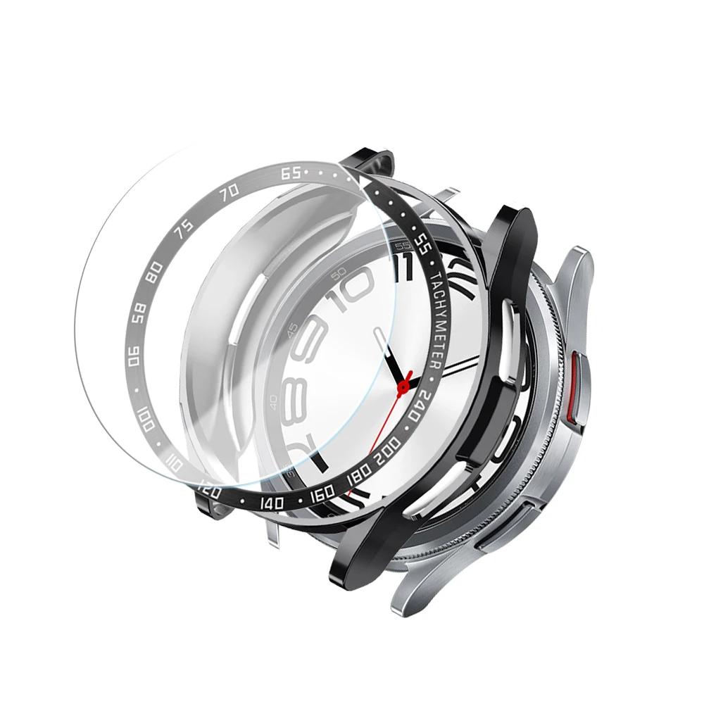 Tempered Glass+Bezel+Case for Samsung Watch 6 Classic 43mm 47mm Cover TPU Bumper All-Around Protector Clear Scratch Screen Shell
