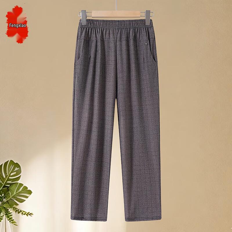 Elderly Women s High-Waist Summer Thin Straight Cropped Pants 4XL