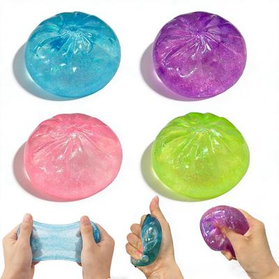 Virales Maltose Knödel Spielzeug: 5,5 cm Glitzer-Quetschball, Realistischer Lebensmittel-Sensorik-Fidget, ASMR Langsam aufprallender Bao-Bun, Geschenk