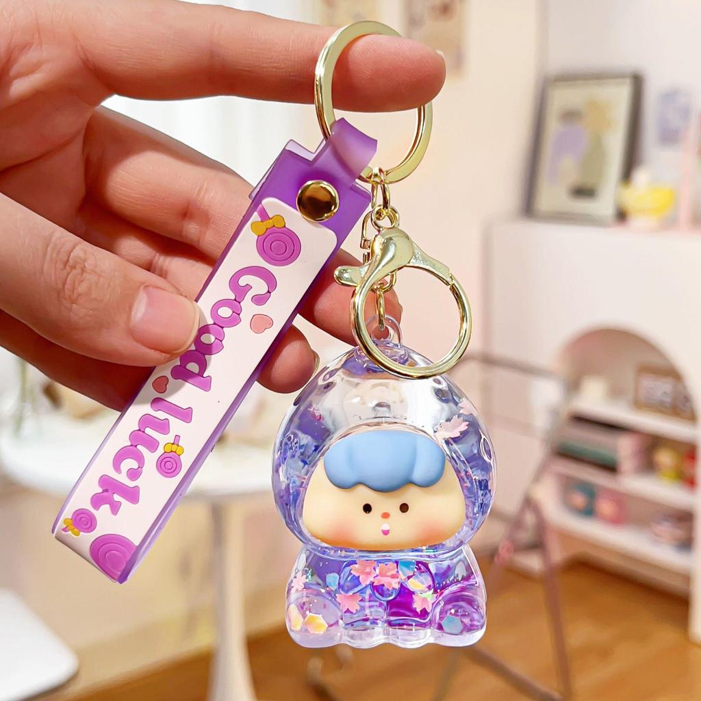 Douyin Blinking Fruit Charms Acrylic Keychain - Cute Oil-Filled Pendant Gift Ornament