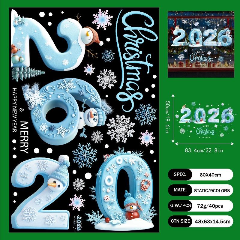 Christmas Window Stickers Christmas Wall Sticker Kids Room Wall Decals Merry Christmas Decorations For 2026 New Year Stickers
