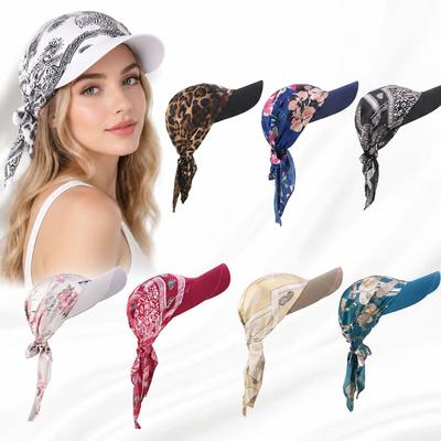 Soft Outdoor Sun Hat Breathable Baseball Cap Women Printed Satin Headscarf Hat For Men Women