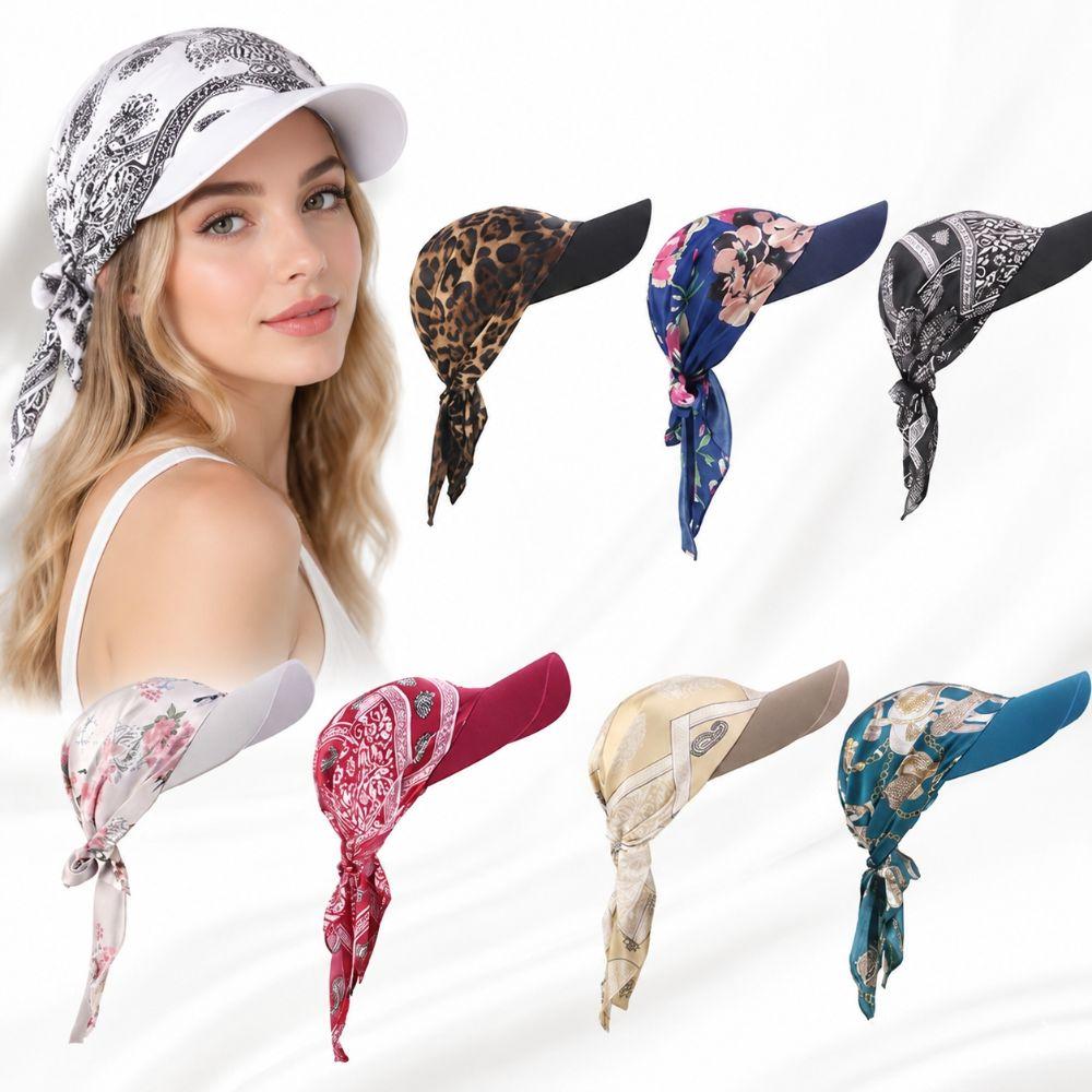 Soft Outdoor Sun Hat Breathable Baseball Cap Women Printed Satin Headscarf Hat For Men Women