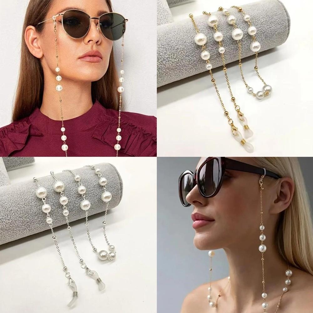 Pearl Beaded Sunglass Chain Hanging Cord Anti Drop Eyeglass Lanyard Adjustable Nonslip Eyeglass Holder Strap Eye Accessories