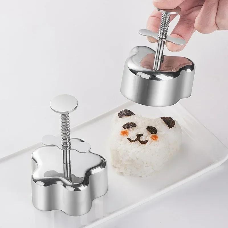 Sushi Mold DIY Rice Ball Mold Stainless Steel Creative Bear Flower Shaped Triangular Rice Ball Lunch Tool Sushi Kitchen Tools