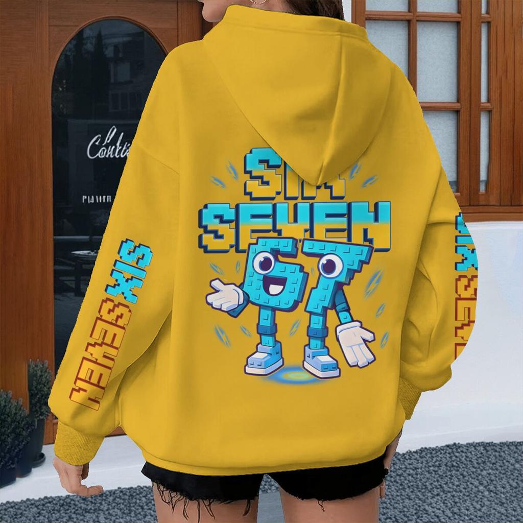Y2K Six Seven Meme Gaming Kinder Kapuzenpullover Jungen Mädchen Langarm Kapuzenpullover Bedruckt mit Six Seven Lässige Streetwear Unisex Kleidung