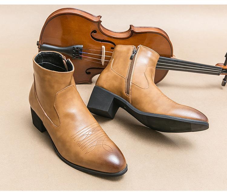 Módní westernové boty pro muže kovbojské černé na zip hnědé kotníkové boty business ručně šité velikost 38-46 pánské boty 2025 nové