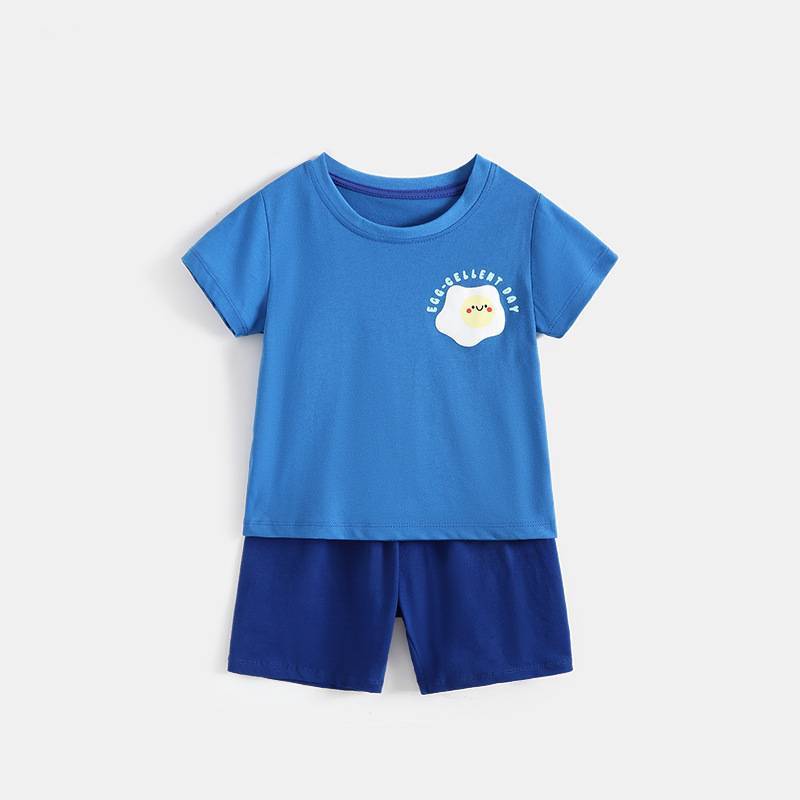 Boys Summer Cotton Pajama Set With Cartoon Pattern For Kids Bedroom Lounge