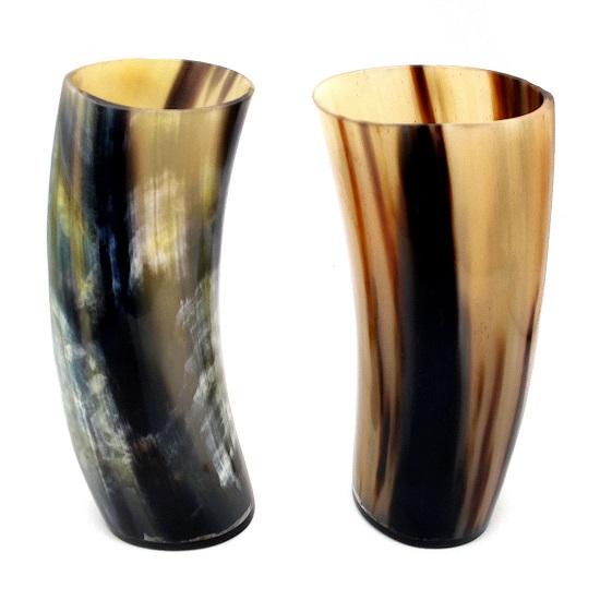 Horn Tumblers Set of 5 Handmade Cups for Wine Beer Ale Safe, Unique Drink Cup. Norse Drinking Beer Mug 8,10oz Ox Horn