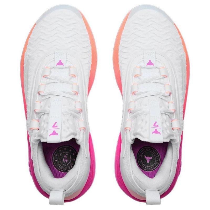 Under Armour Project Rock 7 Slip Resistant Abrasion Resistant Low top Training Shoes Women's White Pink Sneakers 3027601-101