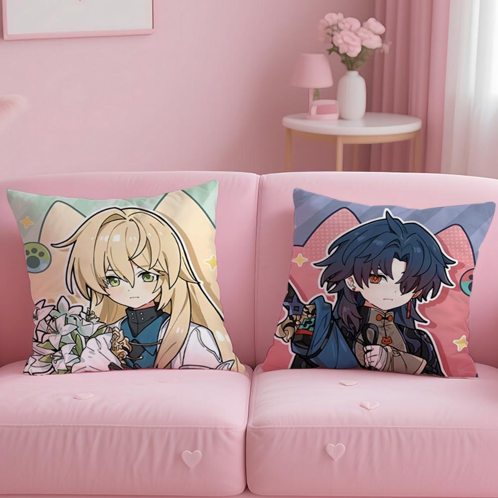 Chibi Cute Honkai Star Rail Cushion Cover Soft Short Plush Double-Sided Printing Home Decor Machine Washable Pillow Case Gift