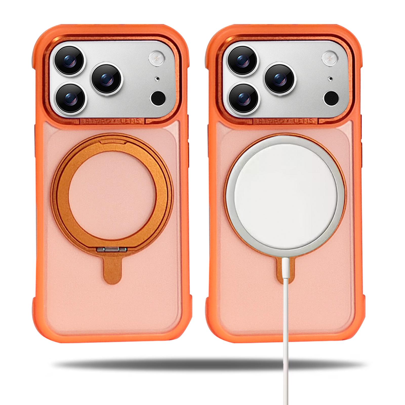 

Magnetic 360° Rotating Stand Case for Apple 17 Pro and 16 Phone 17 Pro помаранчевий