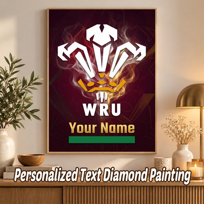 Wales Rugby Custom Name Text 5D Diamond Painting Kit DIY Full Drill Diamond Art Decoration