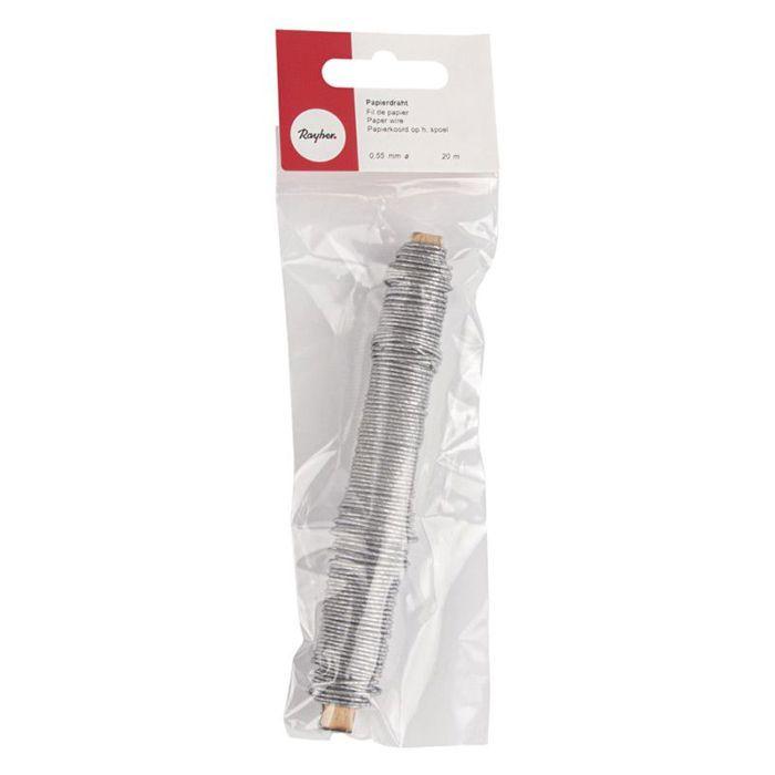 Bobine de fil - RAYHER - Argenté - Ø 0,55 mm - 20 m - Fibres de papier