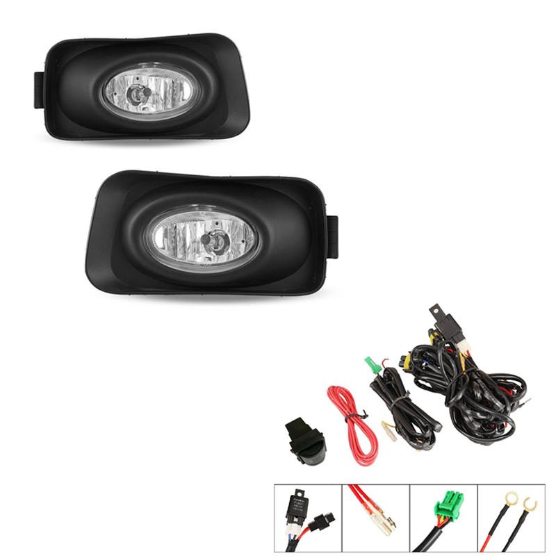 For Acura TSX 2003-2005 Fog Light Bumper Driving Lamps Clear Lens Fog Lights Wiring Switch Kit Bezels Clear Bumper Lamps saaembl