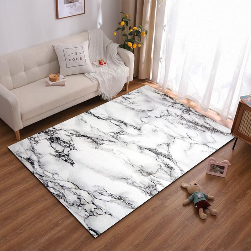 Marble Pattern Carpet, Modern Living Room Rug, White and Black Design Suitable for use as an anti-slip for living room bedroom sofas 40x60cm( 15x23in )