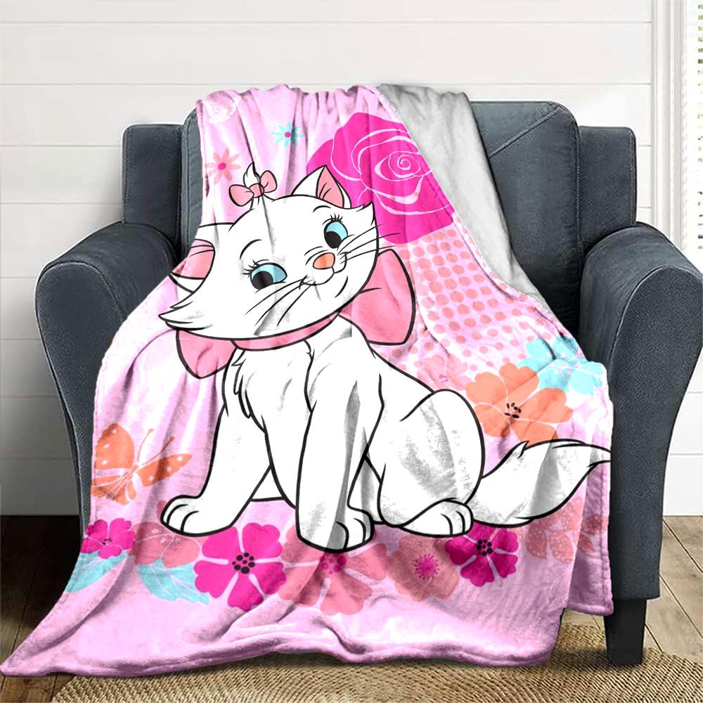 Pink Rose Kitty Flannel Blanket Super Soft Warm Cozy Blanket For Sofa Bed Office Travel Allseason Home Decor Gift