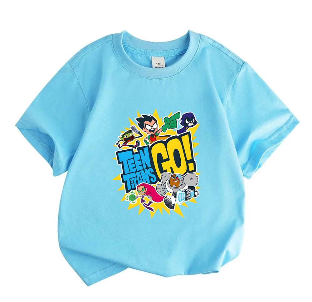 Kids Boys Girls Round Neck Short Sleeve 100% Cotton T-shirt, Cute Cartoon Super Hero Team Print Casual Summer Soft Breathable Tee for Children Daily W